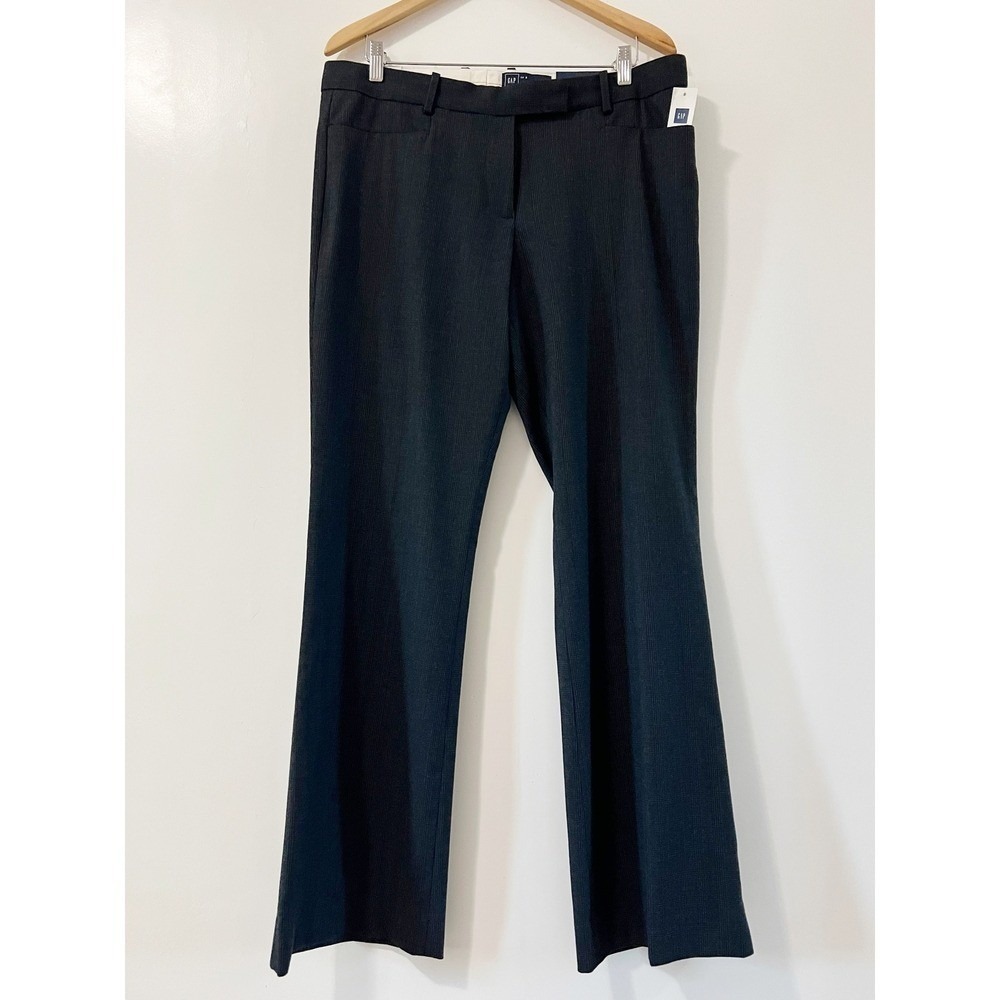 Gap Modern Boot Pants Womens 14R Gray Plaid Mid Rise Stretch Dress Trousers NEW